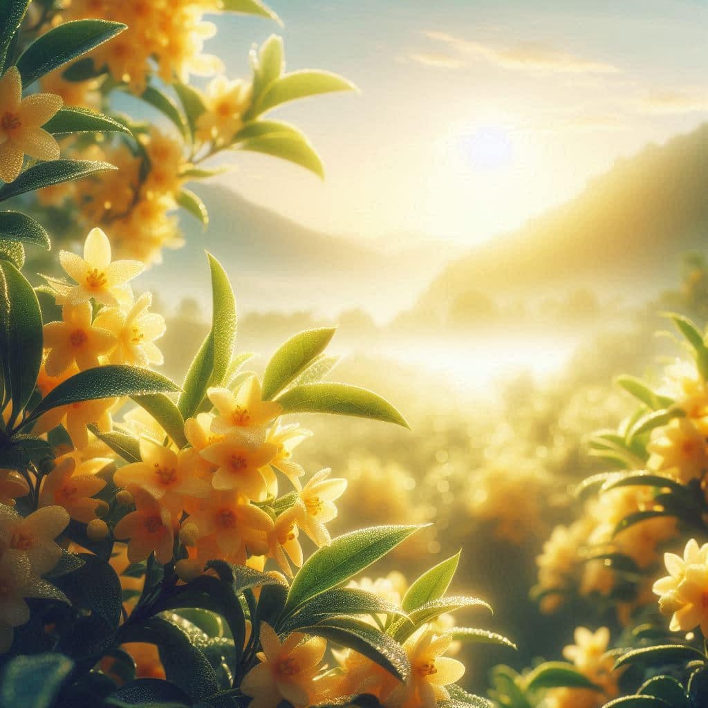 Morning Osmanthus duftet zart blumig, leicht fruchtig und angenehm frisch – wie ein sonniger Morgen im Garten, wenn die ersten Osmanthus‑Blüten ihren feinen, aprikosigen Duft verströmen. Ein eleganter, heller Duft, der Leichtigkeit, Wärme und ein Gefühl von sanfter Harmonie in den Raum bringt.