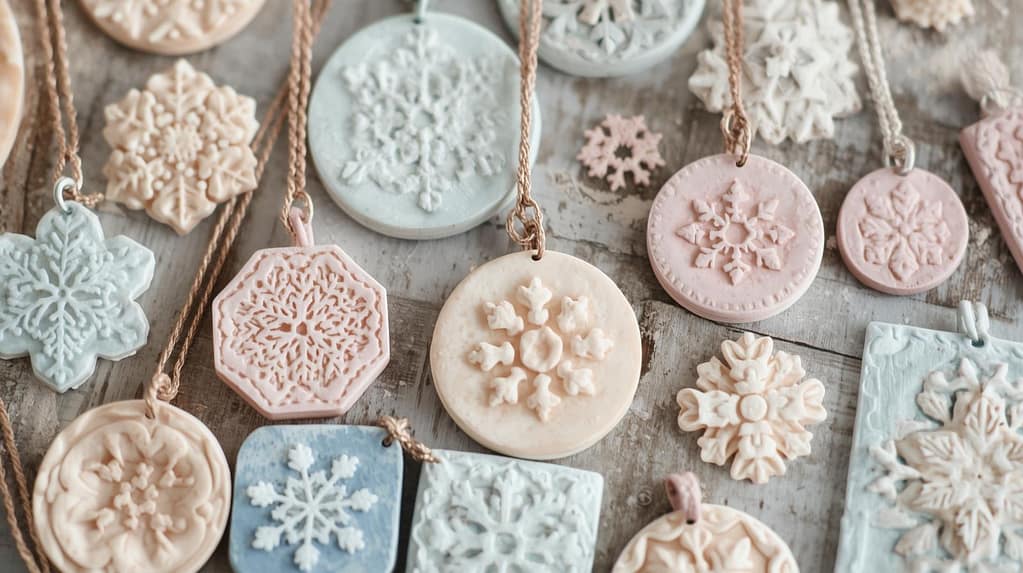 Selbstgemachte Weihnachtsanhänger aus Gießpulver in Stern- und Herzform