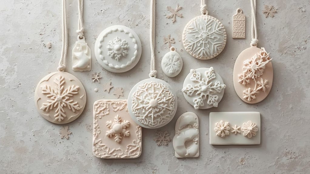 Kleine Figuren aus Gießpulver mit Goldfolie und Metallic-Pigmenten verziert