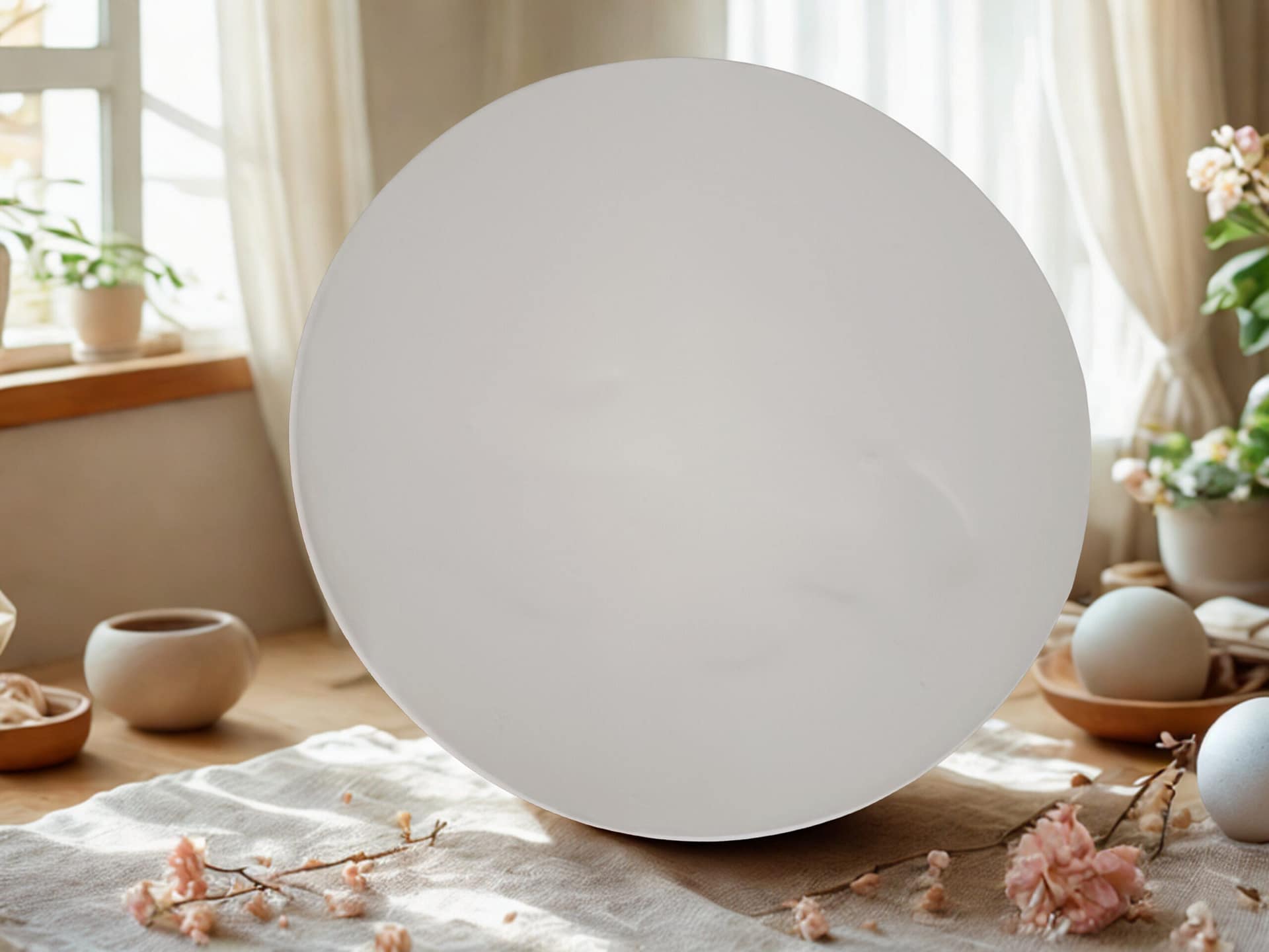 Einzelstück – Rosé‑Weißer Gips‑Teller mit Perlenrand (Ø 25 cm) – Bild 4