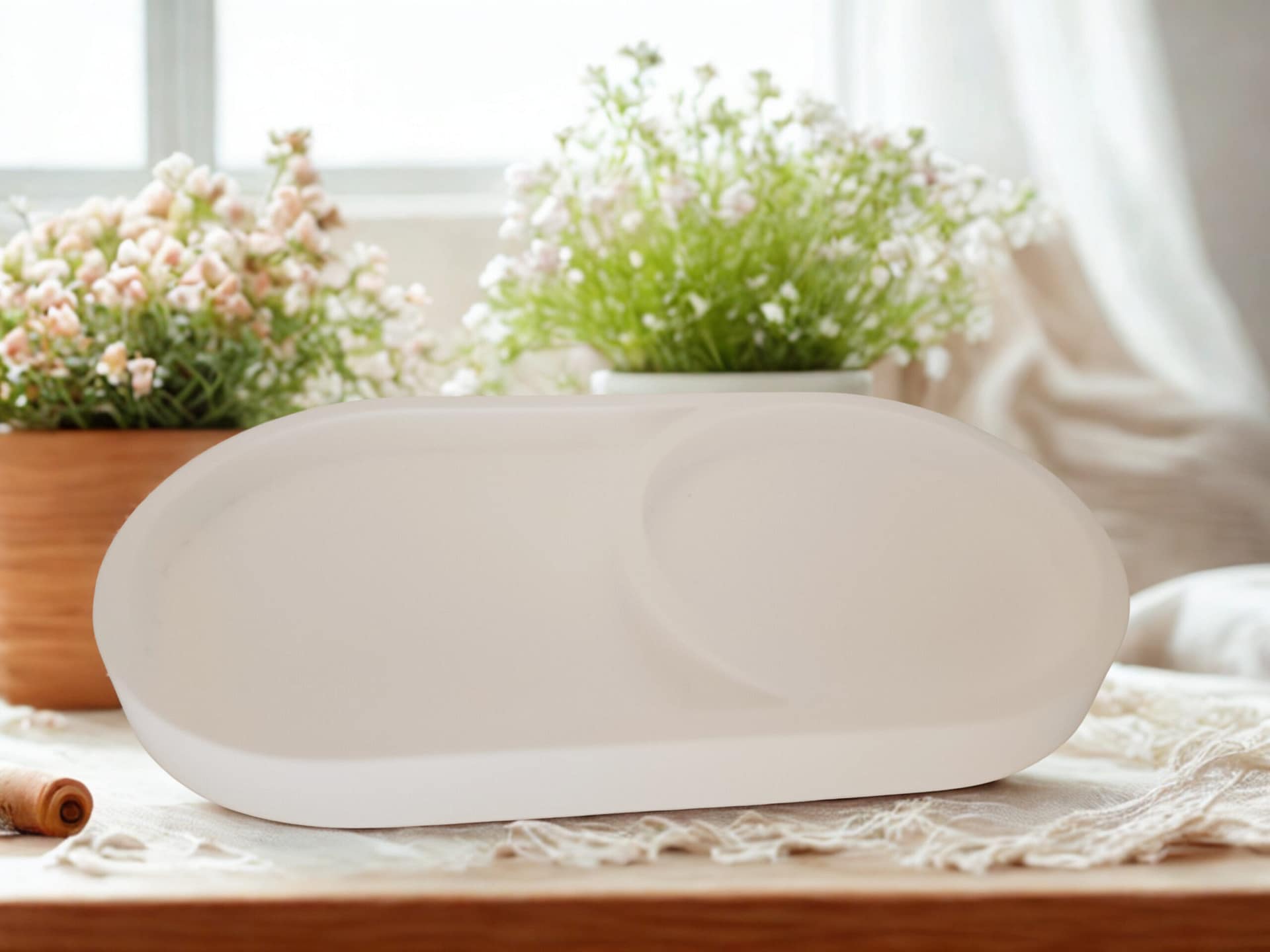 handgefertigtes gips‑deko‑set – tablett, vase & mädchenfigur (individuell gestaltbar)