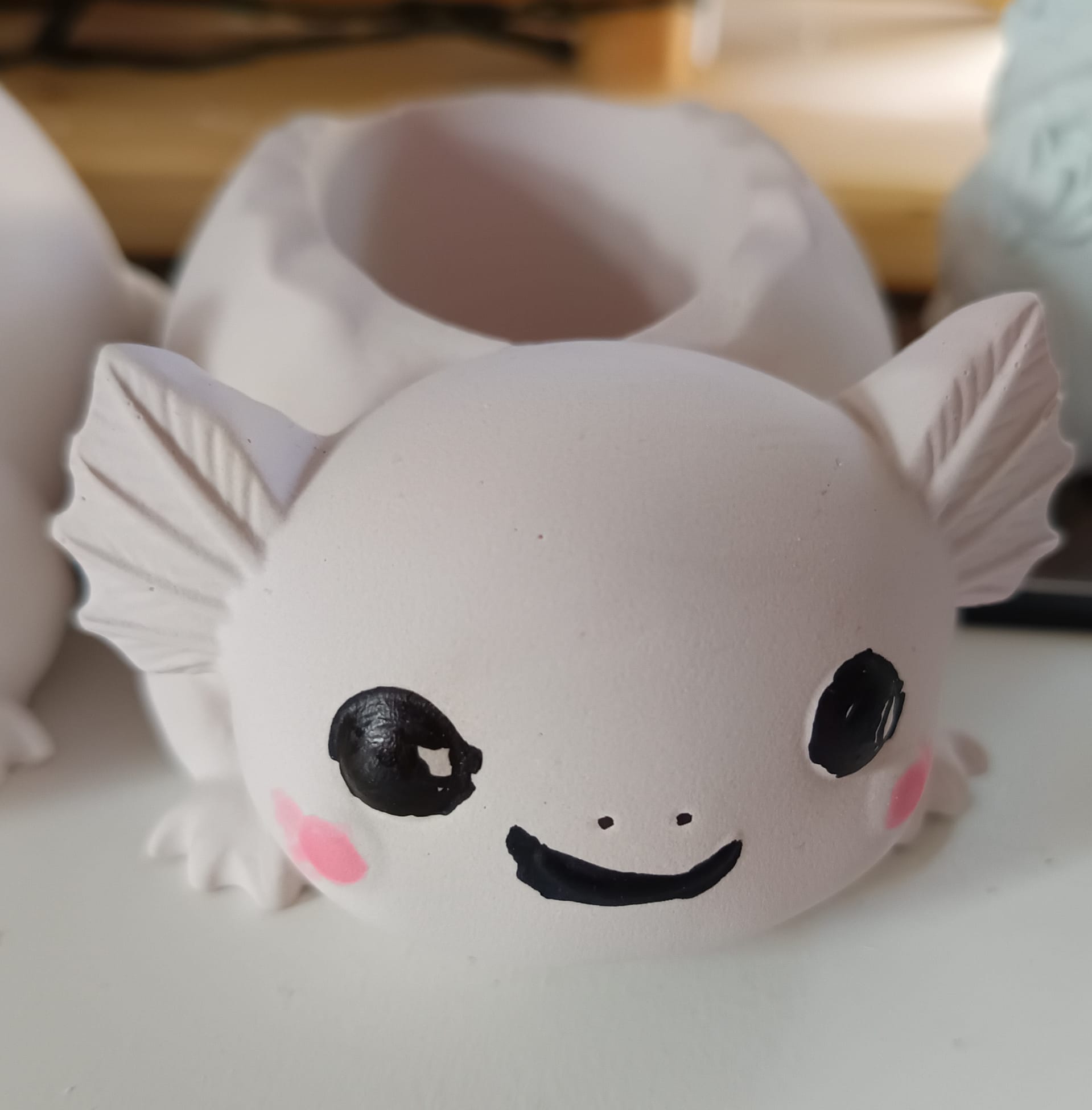 DIY Axolotl aus weißem Duftgips zum Bemalen – ca. 11 cm lang, 4,5 cm hoch, mit Loch für Mini‑Kakteen, Trockenblumen oder Teelichter. Handgegossen in Reutlingen. Perfekt für kreative Projekte & Geschenke.