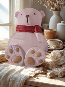 gips deko teddy in vintage kreidelook(2‑teilig, befüllbar)