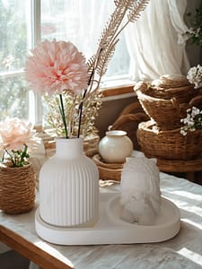 Handgefertigtes Gips‑Deko‑Set – Tablett, Vase & Mädchenfigur (individuell gestaltbar)