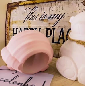 gips deko teddy in vintage kreidelook(2‑teilig, befüllbar)