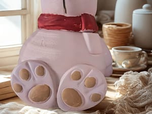 gips deko teddy in vintage kreidelook(2‑teilig, befüllbar)