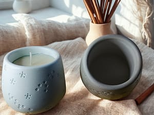 Sternen‑Gefäß aus Gips mit handgegossener Sojawachs‑Duftkerze in Farb & Duftwahl