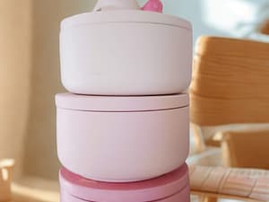 Handgefertigte Groove‑Dose aus Gips – 2‑teilig mit Deckel