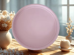 Einzelstück – Rosé‑Weißer Gips‑Teller mit Perlenrand (Ø 25 cm)