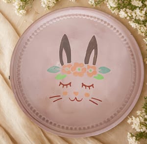 handgemalte osterplatte – sanfter hase (Ø 25 cm)