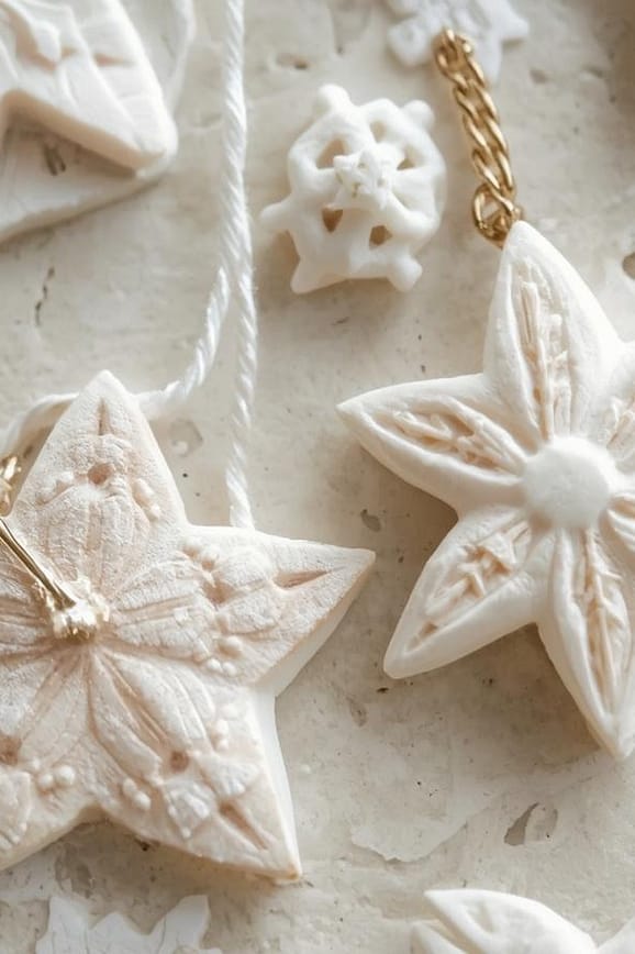 Anhaenger-und-Figuren-aus-Gips_-Sterne-Schneeflocken