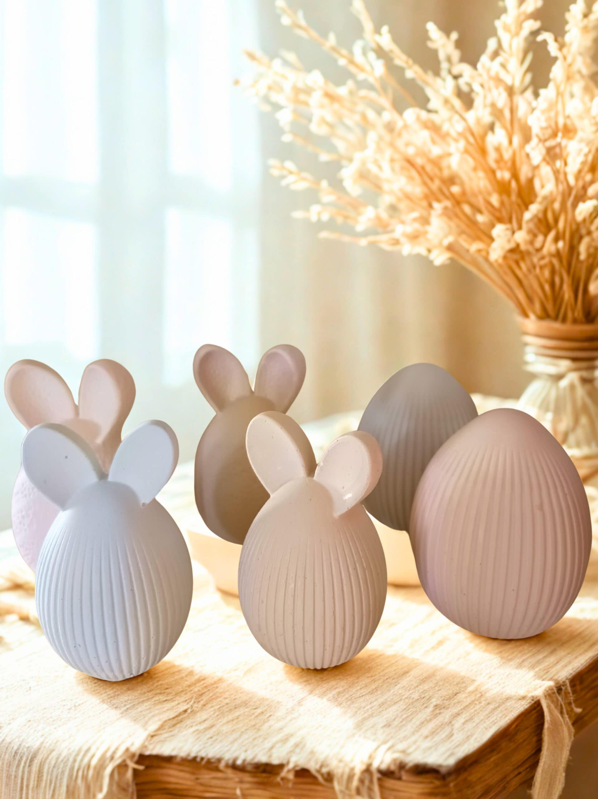 Gipseier Oster‑Trio, handgefertigt in drei Designs und Größen