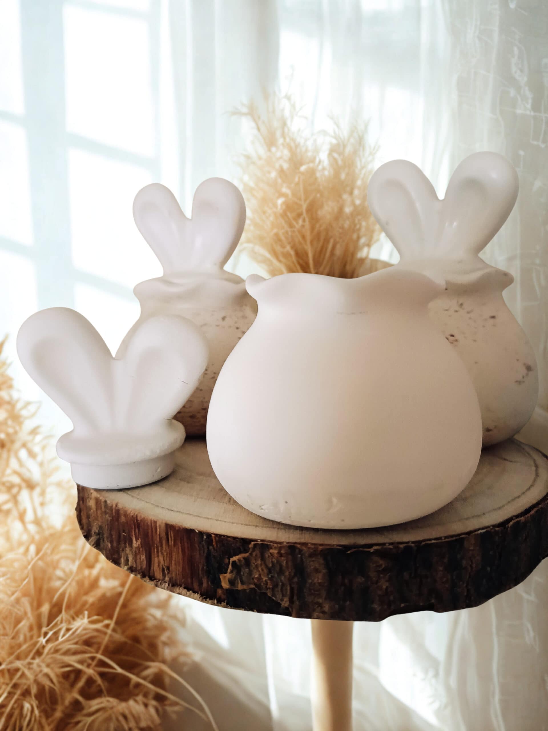 Handgefertigte Hasendose aus Gips – 2‑teilig mit Ohren‑Deckel – Bild 2